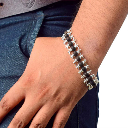 karungali premium Designer silver Braslate