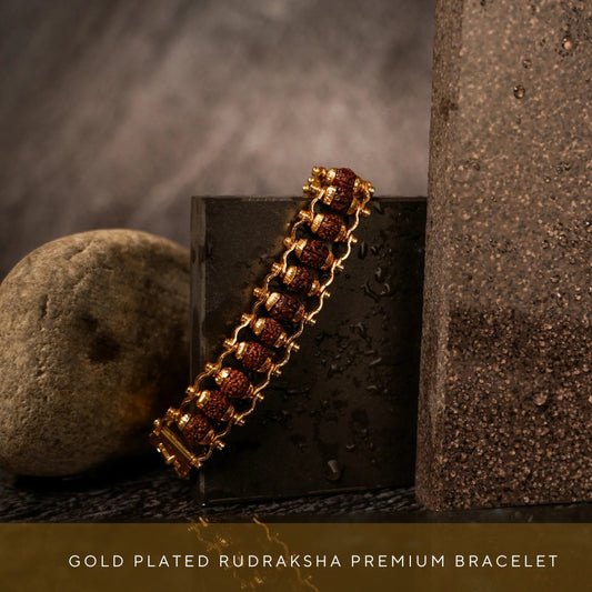 Gold Plated Premium Rudraksha Chain Bracelet