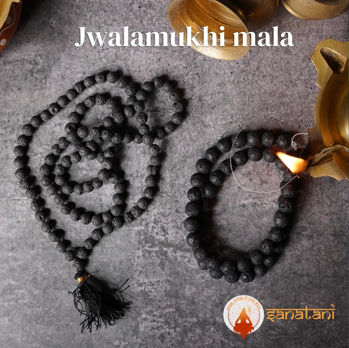Jwala Mukhi Mala (Volcano Lava Stone)